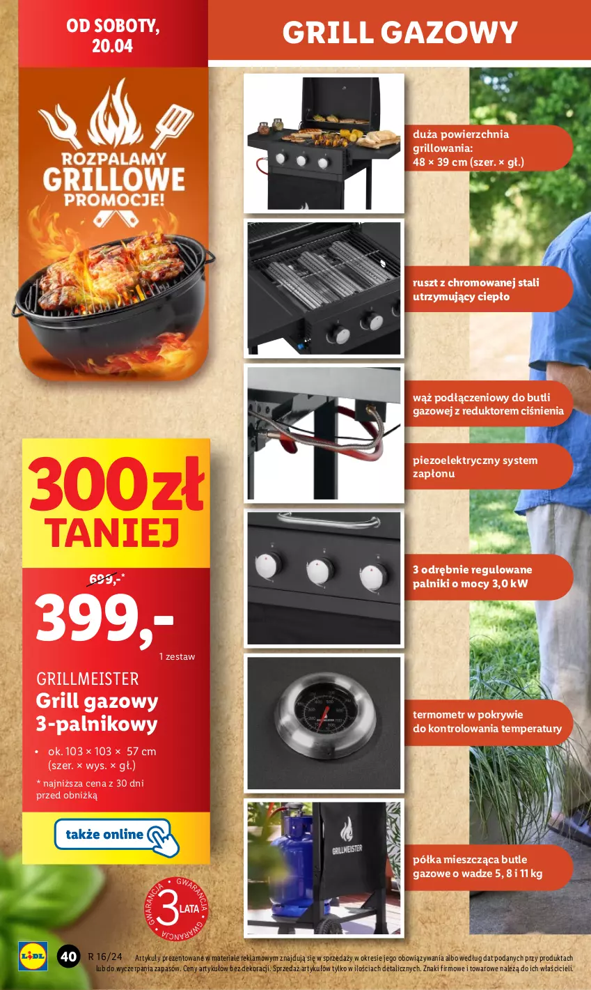 Gazetka promocyjna Lidl - GAZETKA - ważna 15.04 do 20.04.2024 - strona 44 - produkty: Grill, Grill gazowy, Półka, Termometr