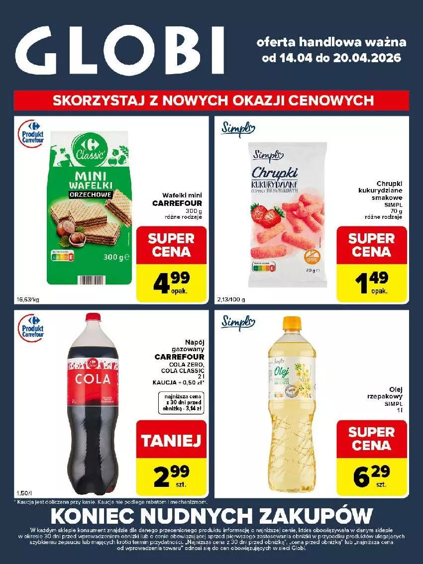 Gazetka promocyjna Carrefour - Gazetka Globi - ważna 14.04 do 20.04.2026 - strona 2 - produkty: Chrupki, Fa, Napój, Napój gazowany, Olej