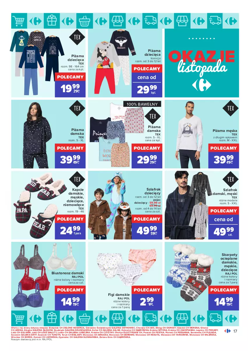 Gazetka promocyjna Carrefour - Gazetka Carrefour Okazje listopada - ważna 02.11 do 30.11.2021 - strona 17 - produkty: Biustonosz, Dzieci, Figi, Gry, Kapcie, Karp, Pajac, Piżama, Sos, Szlafrok, Top