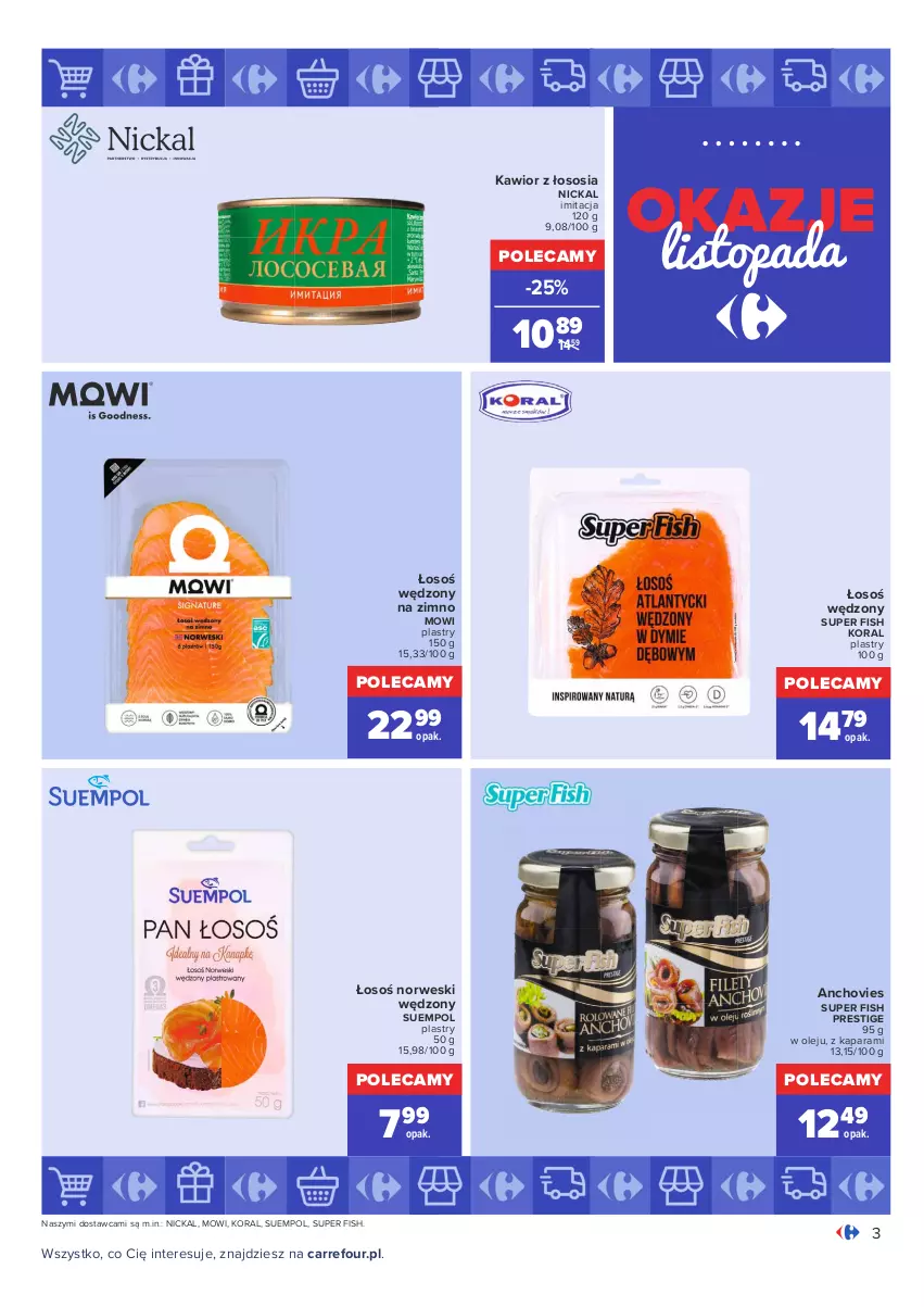 Gazetka promocyjna Carrefour - Gazetka Carrefour Okazje listopada - ważna 02.11 do 30.11.2021 - strona 3 - produkty: Kawior, Olej, Sos, Suempol, Top