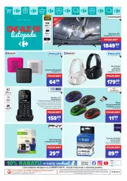 Gazetka promocyjna Carrefour - Gazetka Carrefour Okazje listopada - Gazetka - ważna od 30.11 do 30.11.2021 - strona 20 - produkty: Top, Sos, Telefon, Philips, Słuchawki, Dzwonek, Głośnik, Budzik, O nas, Karta pamięci, Tusz, Tarka, Lack, Mysz bezprzewodowa, Głośnik bluetooth, Mysz, Drukarki, Latarka, Telewizor