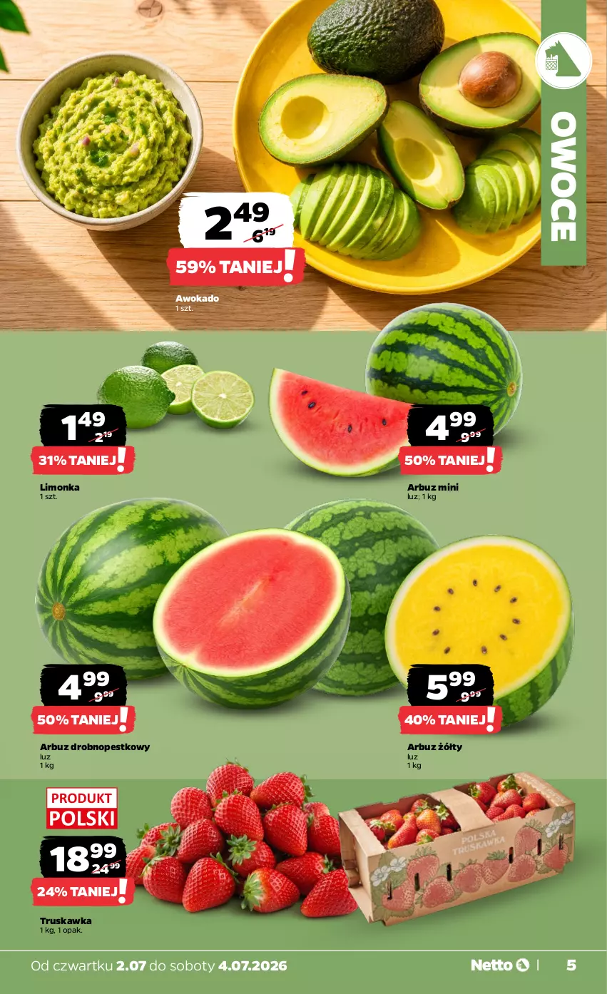 Gazetka promocyjna Netto - Od Czwartku - ważna 02.07 do 04.07.2026 - strona 5 - produkty: Arbuz, Limonka, Owoce