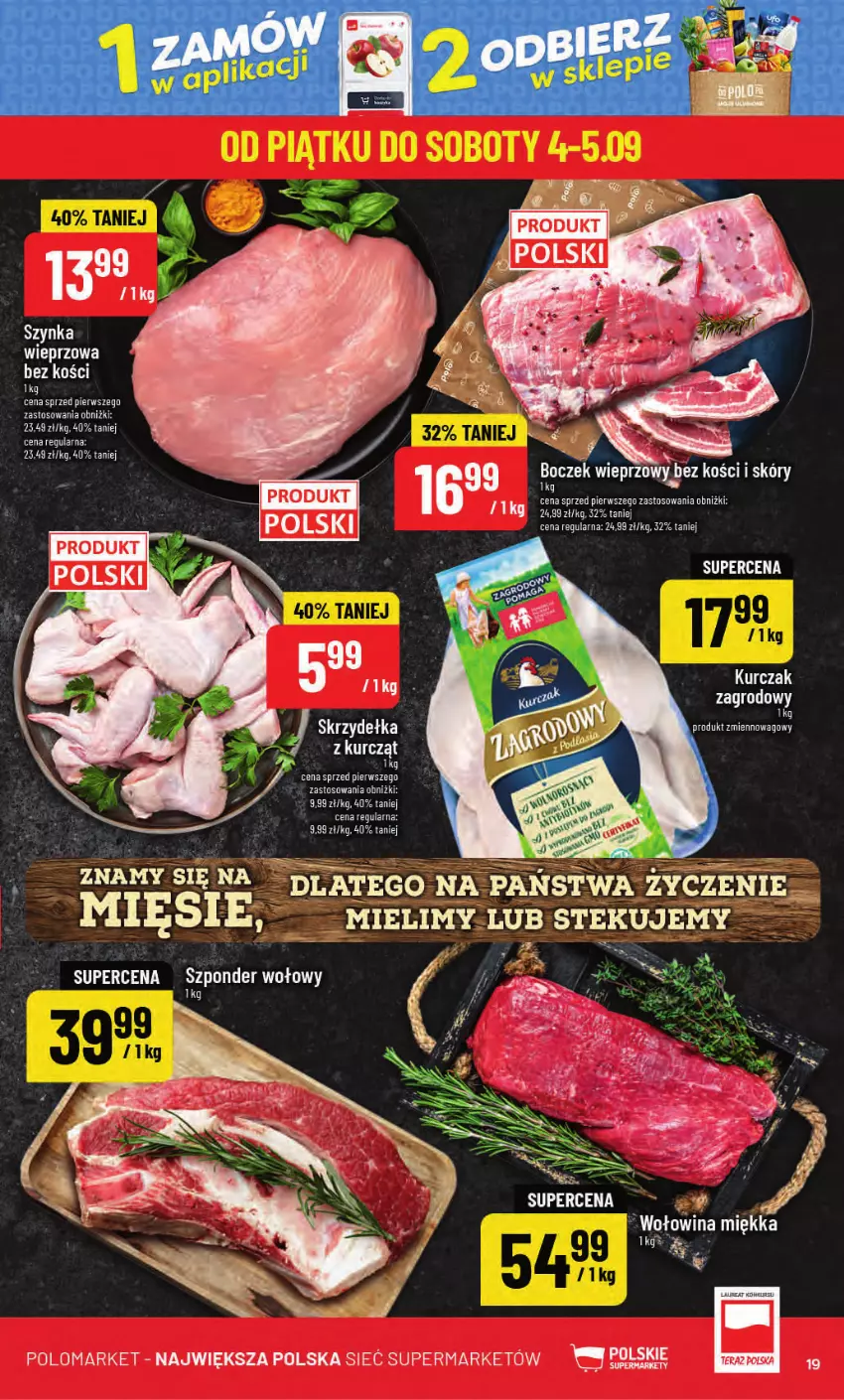 Gazetka promocyjna PoloMarket - Gazetka POLOmarket - ważna 02.09 do 08.09.2026 - strona 19 - produkty: Kurczak, Stek, Szponder wołowy, Szynka, Szynka wieprzowa, Wołowina