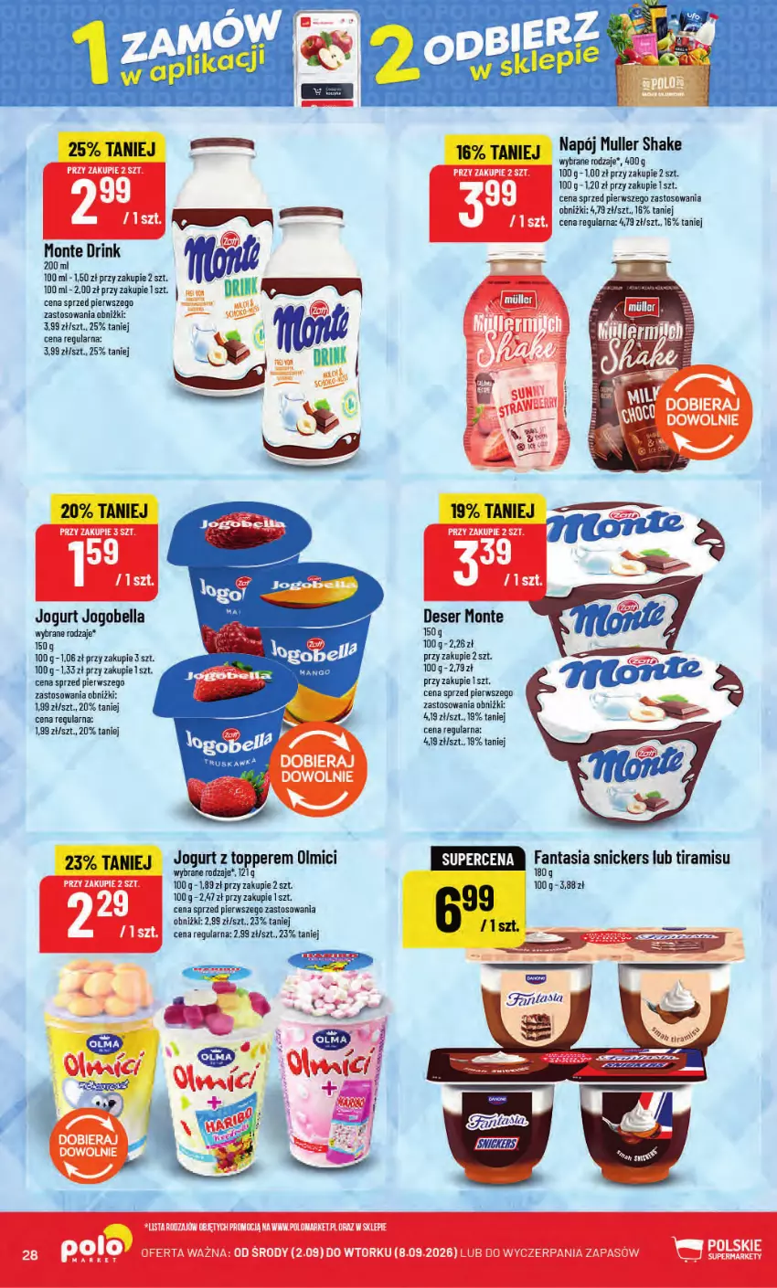 Gazetka promocyjna PoloMarket - Gazetka POLOmarket - ważna 02.09 do 08.09.2026 - strona 28 - produkty: Bell, Bella, Deser, Fa, Fanta, Jogobella, Jogurt, Monte, Napój, Ser, Snickers, Top