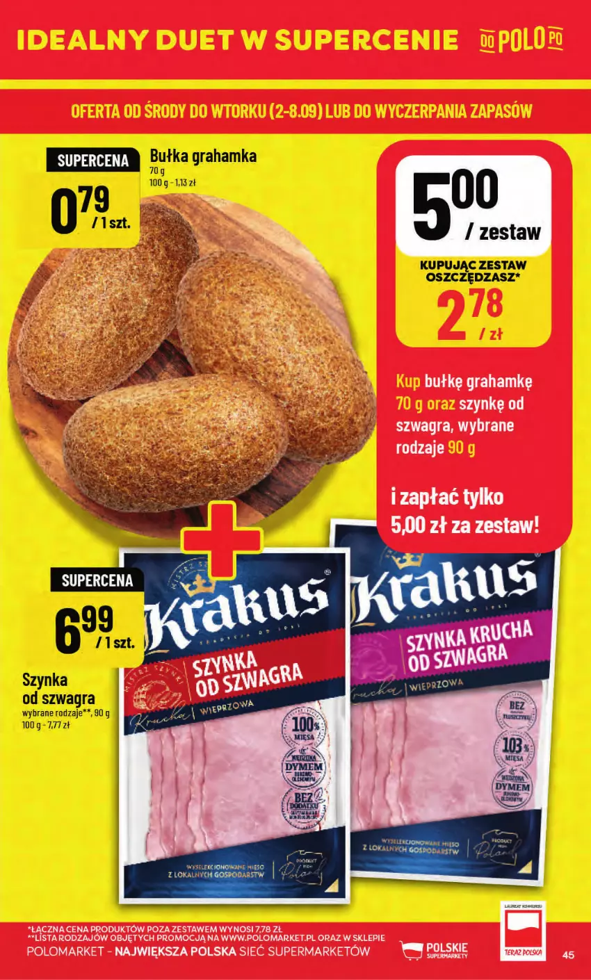 Gazetka promocyjna PoloMarket - Gazetka POLOmarket - ważna 02.09 do 08.09.2026 - strona 45 - produkty: Bułka, Bułka grahamka, Gra, Szynka