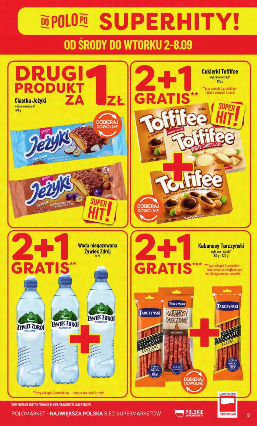 Gazetka promocyjna PoloMarket - Gazetka POLOmarket - ważna 02.09 do 08.09.2026 - strona 5 - produkty: Ciastka, Cukier, Cukierki, Gra, Jeżyki, Kabanos, Tarczyński, Toffifee, Woda, Woda niegazowana