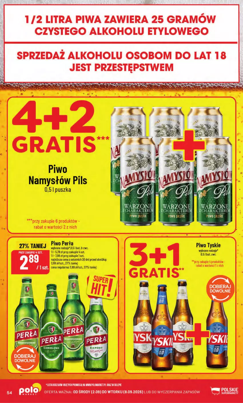 Gazetka promocyjna PoloMarket - Gazetka POLOmarket - ważna 02.09 do 08.09.2026 - strona 54 - produkty: Namysłów, Perła, Piwo, Por, Tyskie