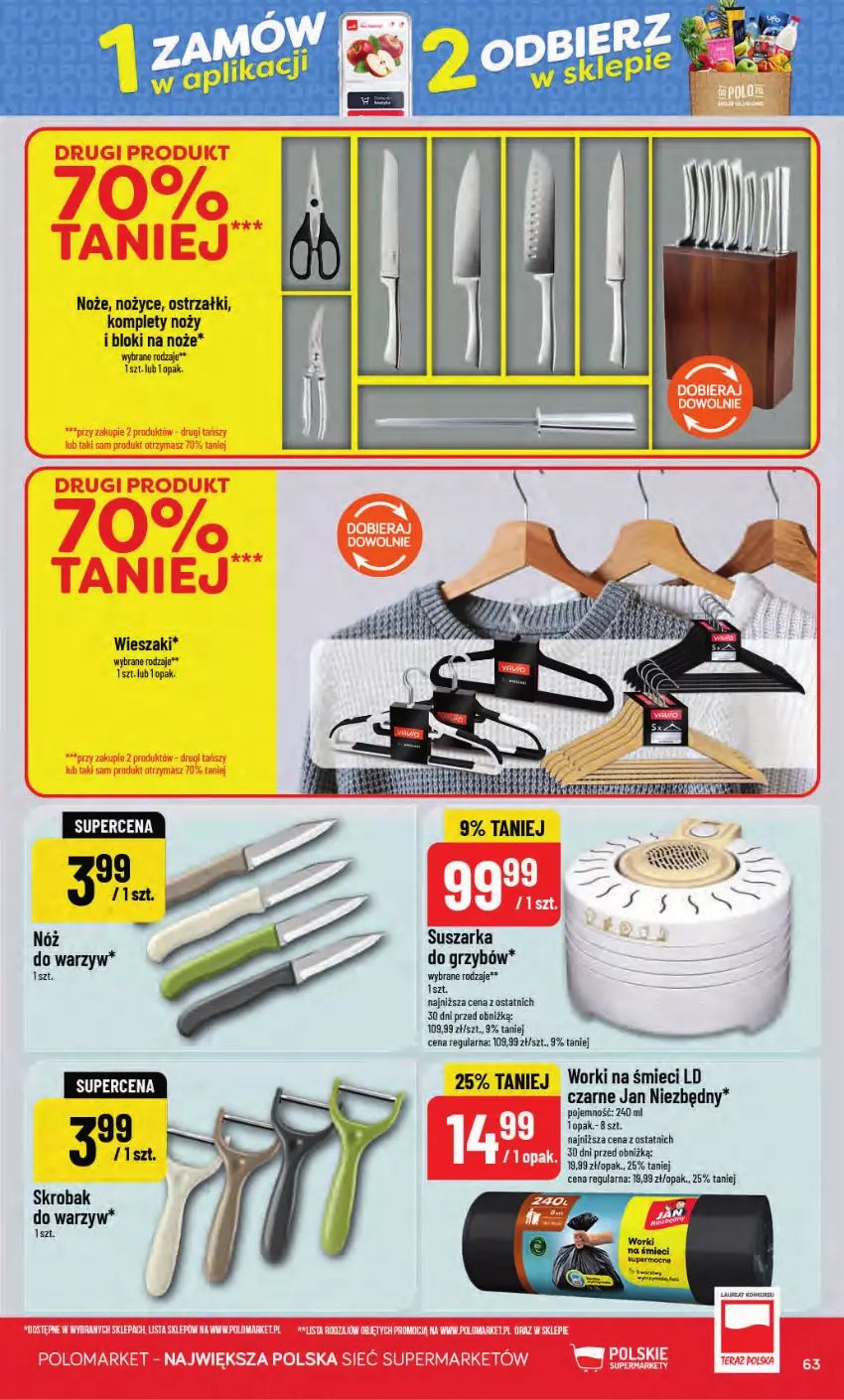 Gazetka promocyjna PoloMarket - Gazetka POLOmarket - ważna 02.09 do 08.09.2026 - strona 63 - produkty: Jan Niezbędny, Noż, Nożyce, Suszarka, Wieszak, Worki na śmiec, Worki na śmieci