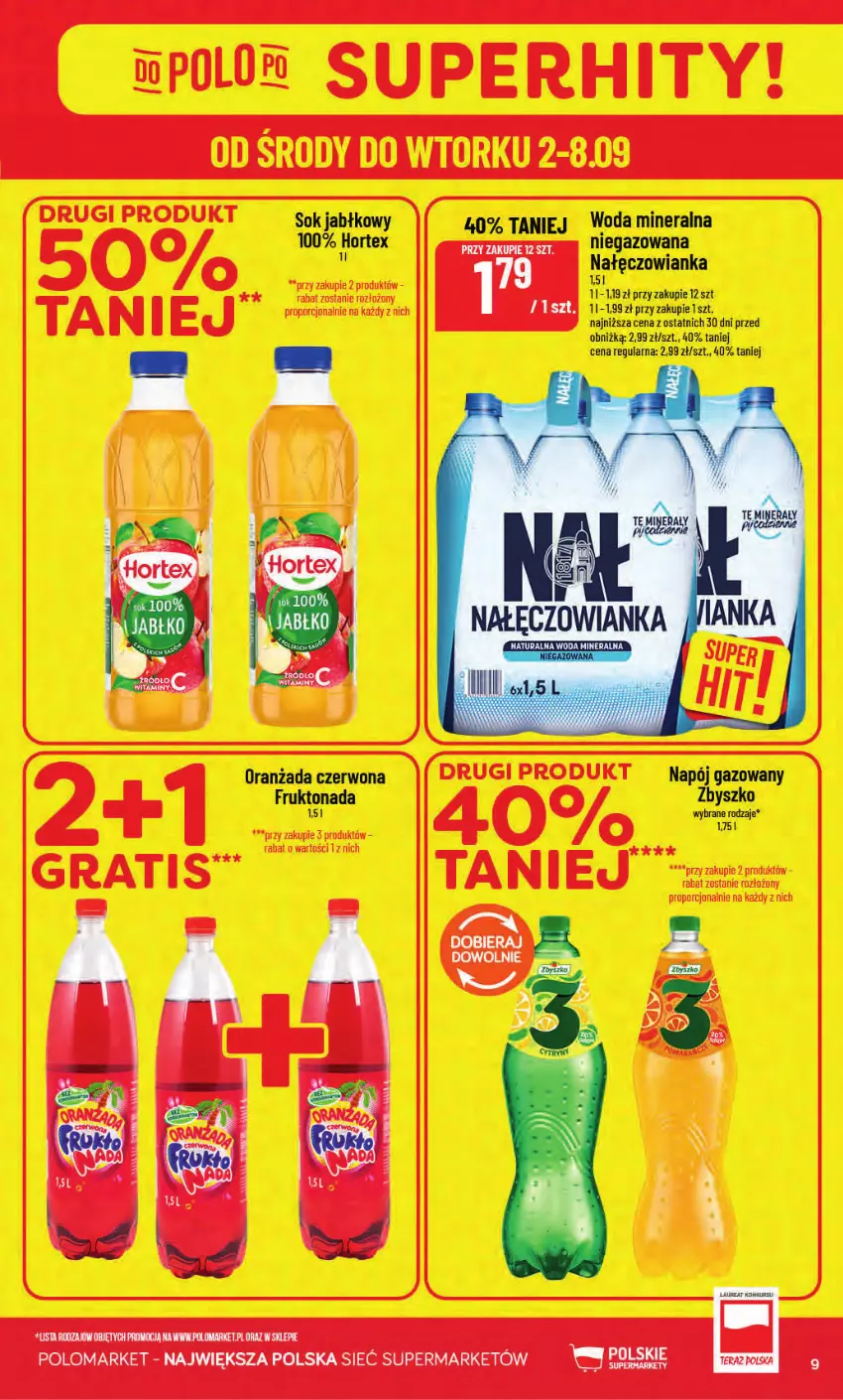 Gazetka promocyjna PoloMarket - Gazetka POLOmarket - ważna 02.09 do 08.09.2026 - strona 9 - produkty: Hortex, Nałęczowianka, Napój, Napój gazowany, Oranżada, Sok, Sok jabłkowy, Woda, Woda mineralna