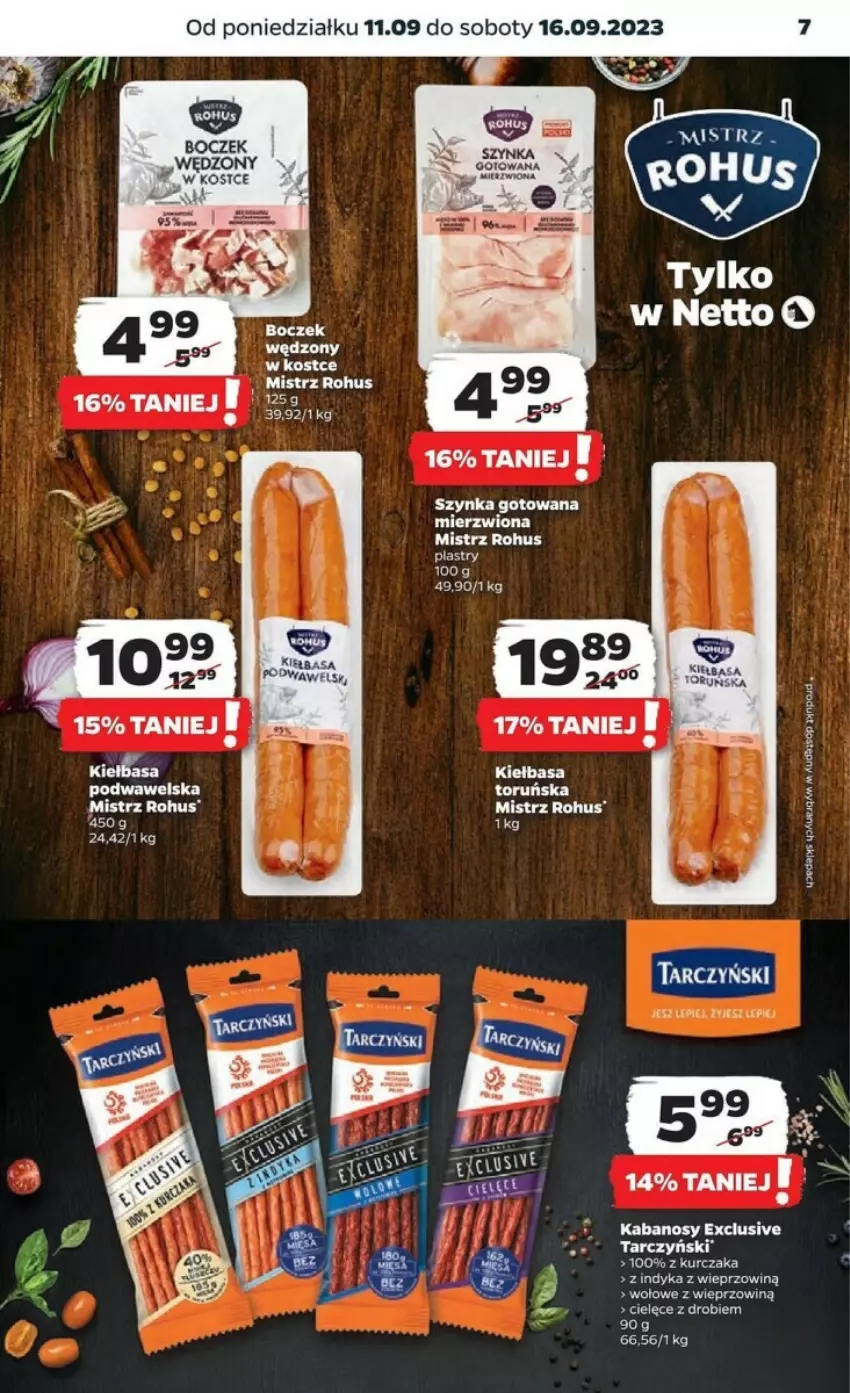 Gazetka promocyjna Netto - ważna 11.09 do 16.09.2023 - strona 23 - produkty: Fa, Gra, Kabanos, Kiełbasa, Kiełbasa podwawelska, Kurczak, Szynka, Tarczyński, Wawel