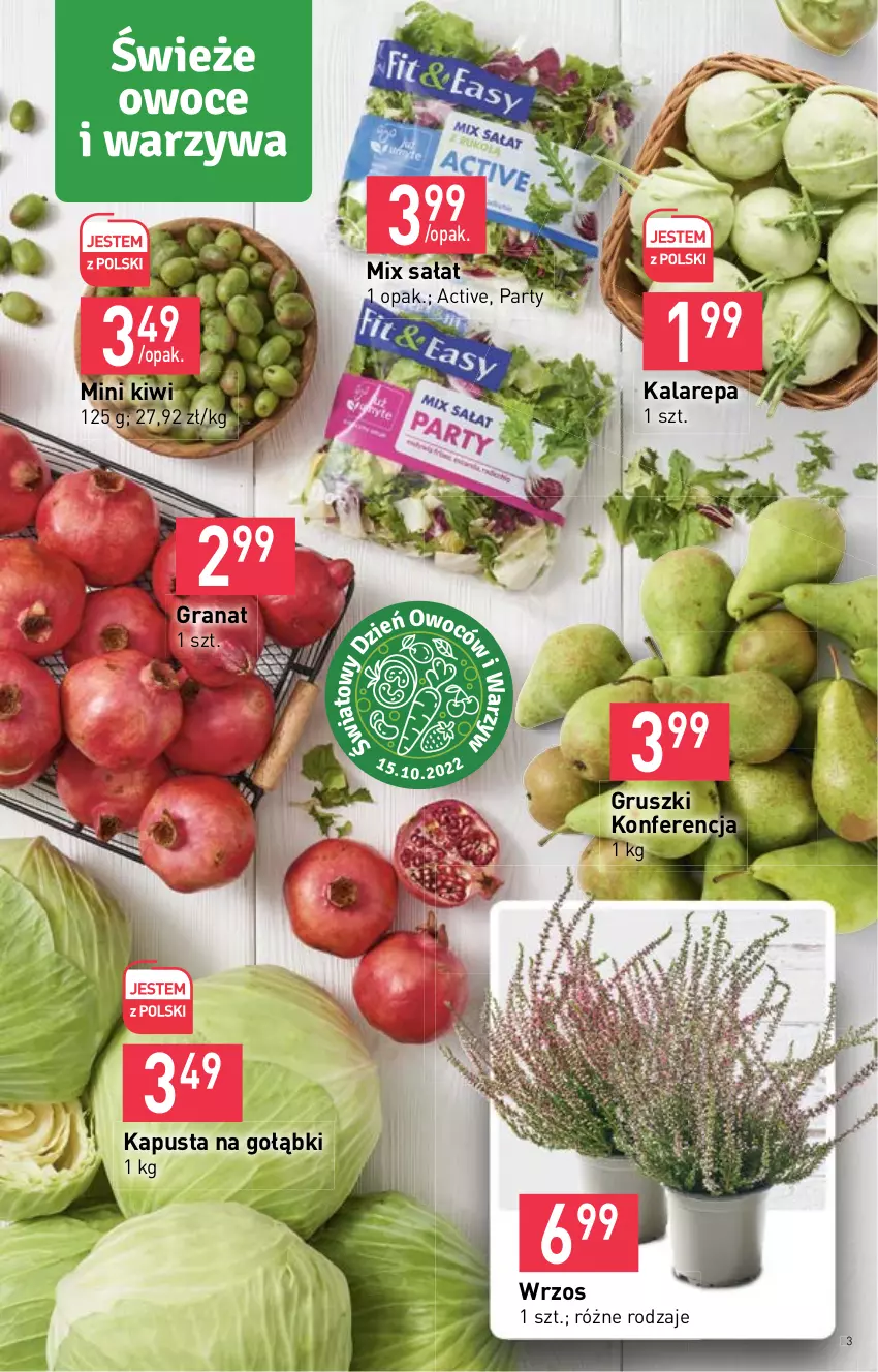 Gazetka promocyjna Stokrotka - Supermarket - ważna 13.10 do 19.10.2022 - strona 3 - produkty: Gra, Granat, Gruszki, Kiwi, Owoce, Sałat, Warzywa