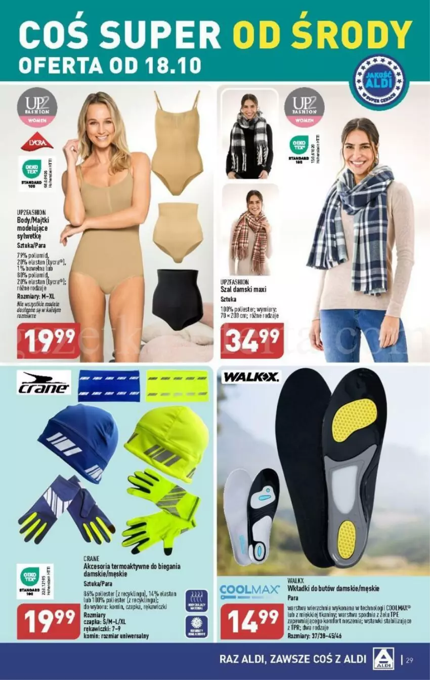 Gazetka promocyjna Aldi - ważna 16.10 do 21.10.2023 - strona 22 - produkty: Body, Czapka, Fa, Majtki, Olma, Szal, Wkładki