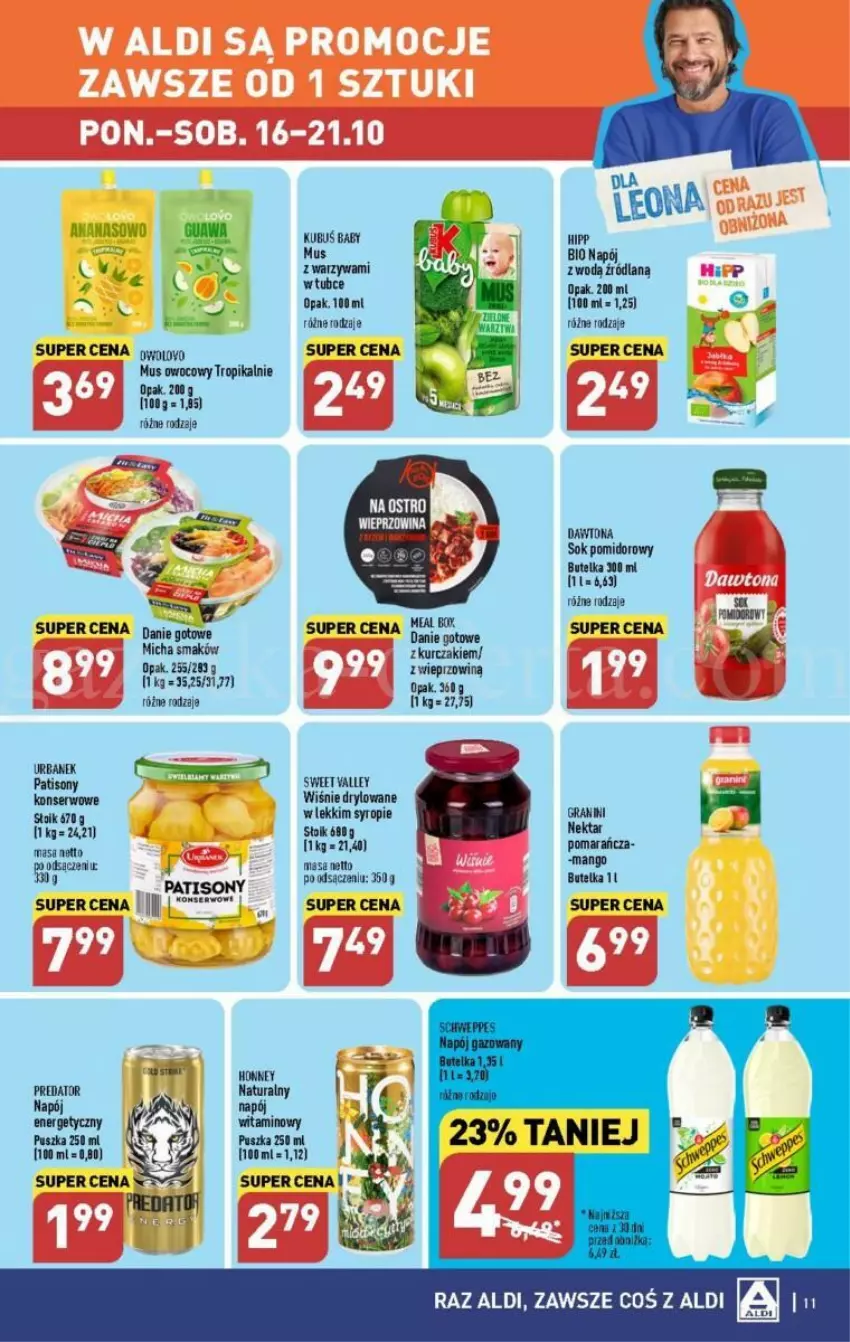 Gazetka promocyjna Aldi - ważna 16.10 do 21.10.2023 - strona 3 - produkty: Gra, HiPP, Kubuś, Leon, Mango, Mus, Napój, Nektar, Ser, Sok, Sok pomidorowy, Sony, Syrop, Warzywa