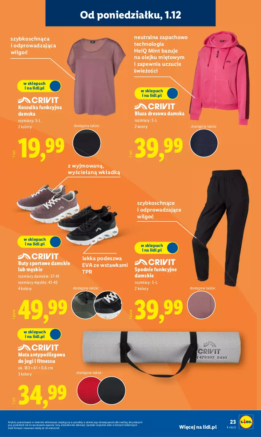 Gazetka promocyjna Lidl - GAZETKA - ważna 01.12 do 07.12.2025 - strona 29 - produkty: Bluza, Bluza dresowa, Buty, Dres, Kosz, Koszulka, Koszulka funkcyjna, LG, Olej, Por, Spodnie, Sport