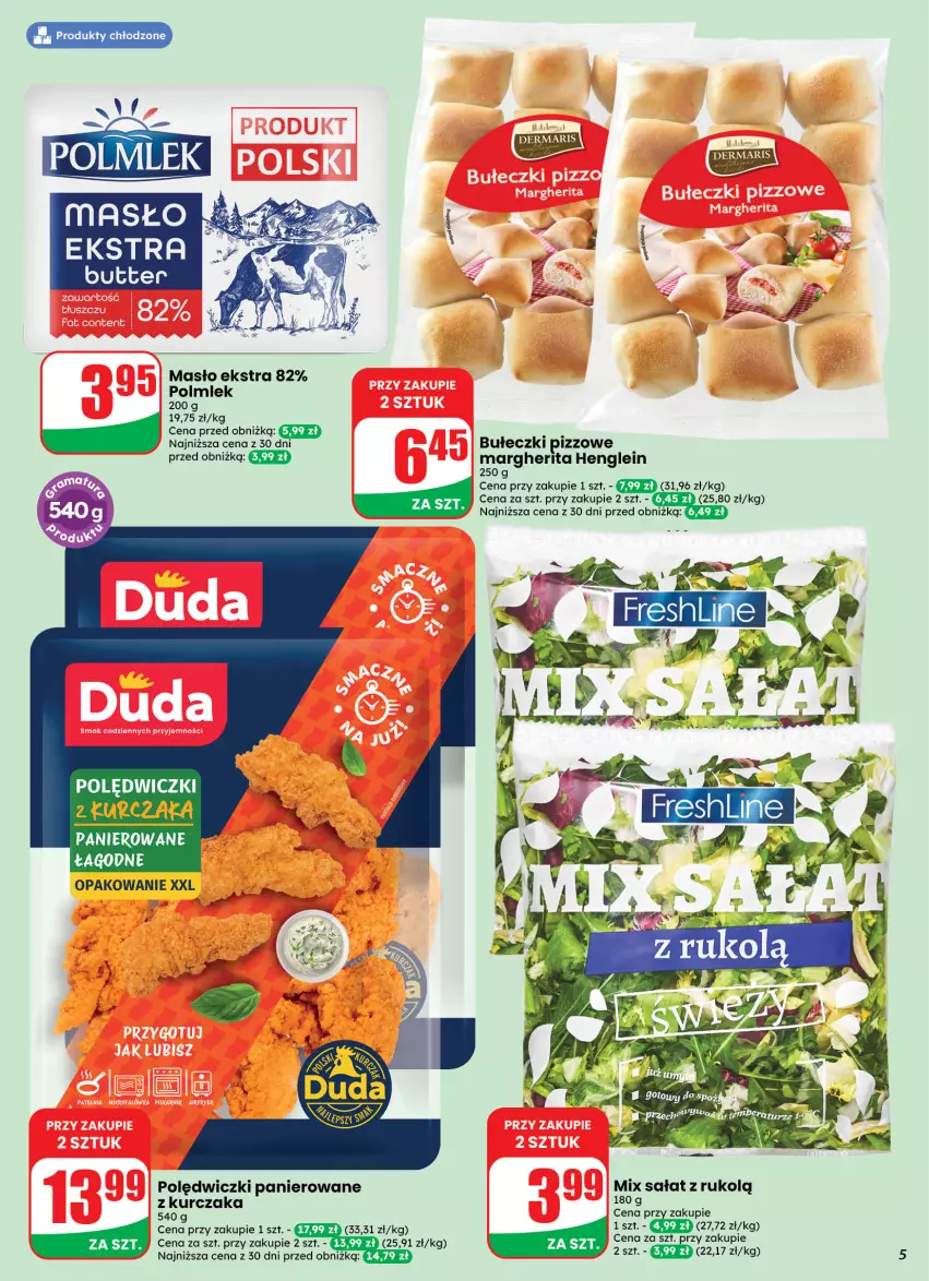 Gazetka promocyjna Dino - Weekendowe okazje - ważna 16.10 do 17.10.2026 - strona 5 - produkty: Bułeczki, Kurczak, Masło, Polędwiczki panierowane, POLMLEK, Sałat