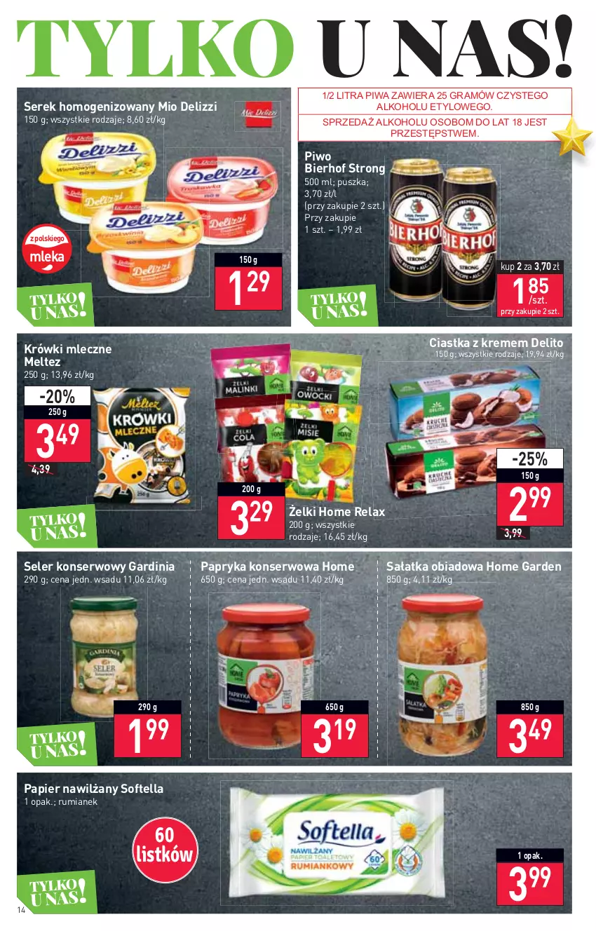 Gazetka promocyjna Stokrotka - Supermarket - ważna 18.11 do 24.11.2021 - strona 14 - produkty: Ciastka, Gra, Krówki mleczne, Papier, Papryka, Piwa, Piwo, Rum, Sałat, Sałatka, Ser, Serek, Serek homogenizowany