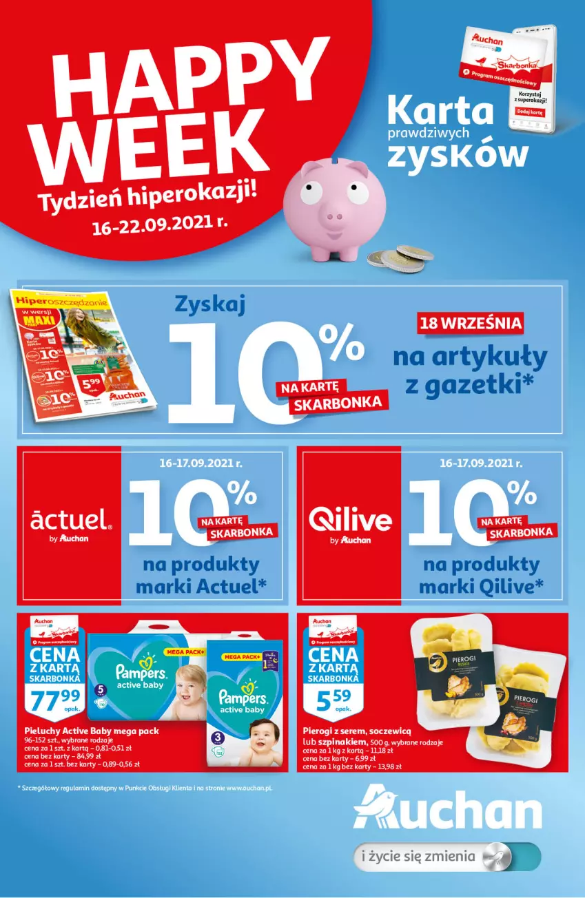 Gazetka promocyjna Auchan - Skarbonka #37 - ważna 16.09 do 22.09.2021 - strona 1 - produkty: Pieluchy, Pierogi, Ser, Szpinak