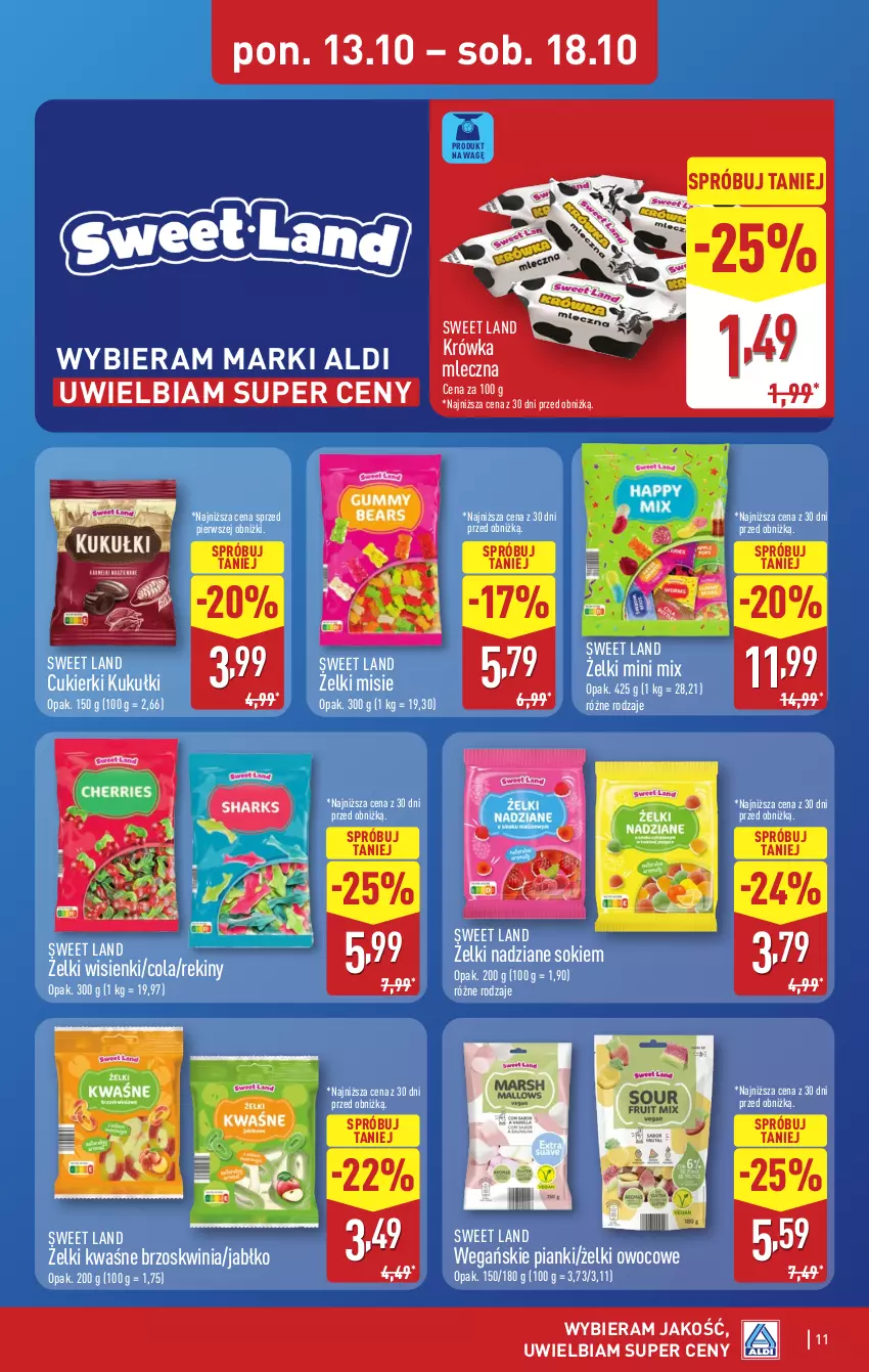 Gazetka promocyjna Aldi - Pełna oferta - ważna 13.10 do 18.10.2025 - strona 11 - produkty: Cukier, Cukierki, Sok