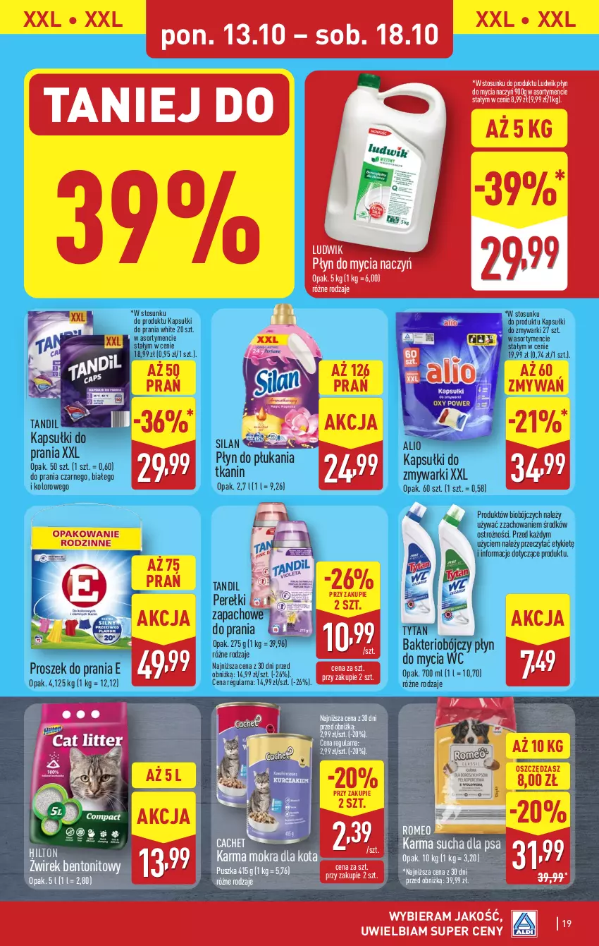 Gazetka promocyjna Aldi - Pełna oferta - ważna 13.10 do 18.10.2025 - strona 19 - produkty: Do mycia naczyń, Kapsułki do prania, Ludwik, Perełki zapachowe, Płyn do mycia, Płyn do mycia naczyń, Płyn do płukania, Proszek do prania, Silan, Tytan, Zmywarki
