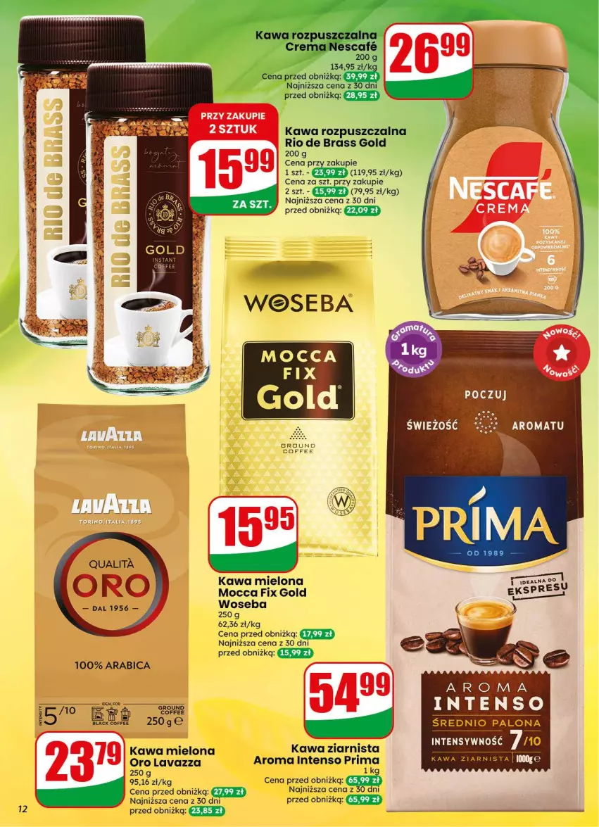 Gazetka promocyjna Dino - Gazetka 31 / 2026 - ważna 29.07 do 04.08.2026 - strona 12 - produkty: BIC, Kawa, Kawa mielona, Kawa rozpuszczalna, Kawa ziarnista, Lavazza, Mocca Fix Gold, Prima, Woseba