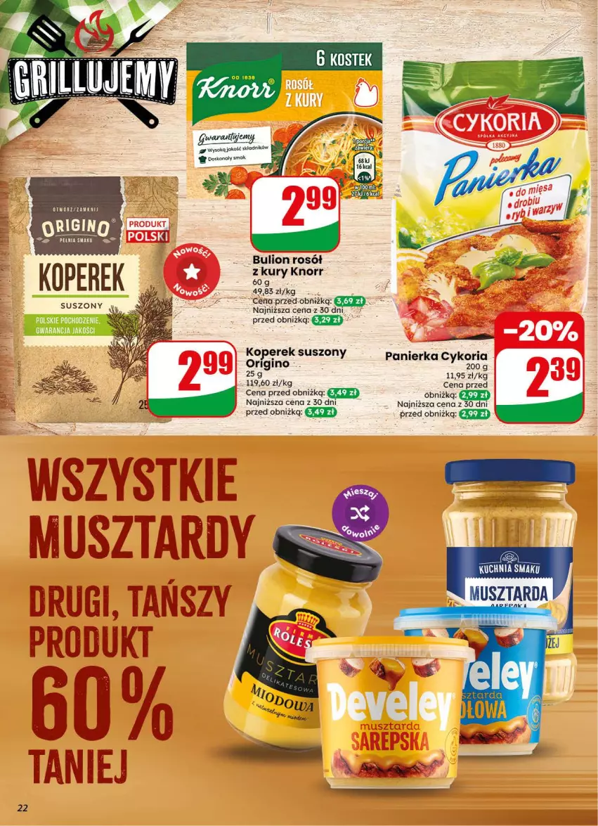 Gazetka promocyjna Dino - Gazetka 31 / 2026 - ważna 29.07 do 04.08.2026 - strona 22 - produkty: Bulion, Gin, Knorr, Koperek suszon, Lion, Mus, Rosół, Sok, Stek