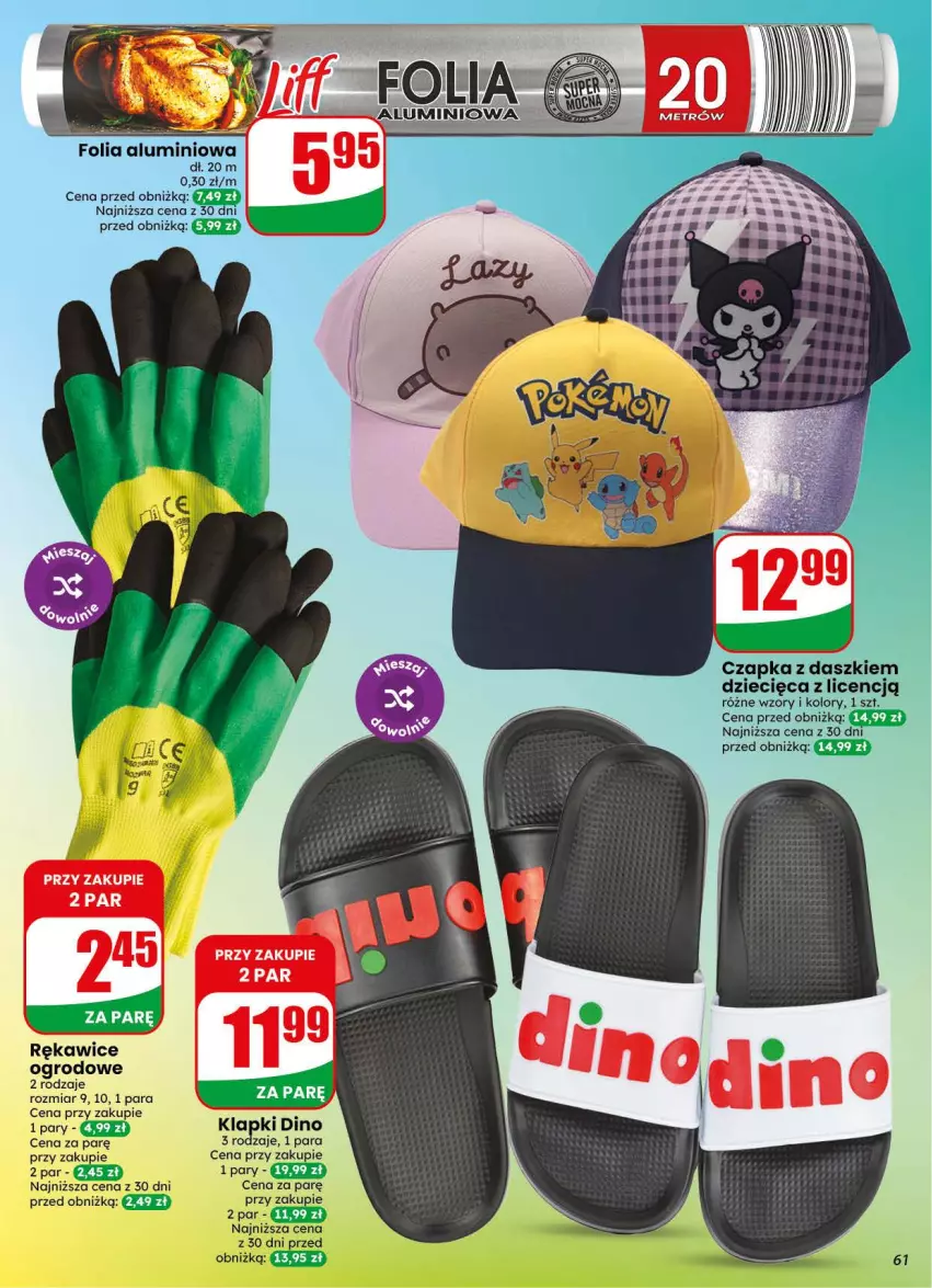 Gazetka promocyjna Dino - Gazetka 31 / 2026 - ważna 29.07 do 04.08.2026 - strona 61 - produkty: Czapka, Dzieci, Folia aluminiowa, Klapki, Rękawice