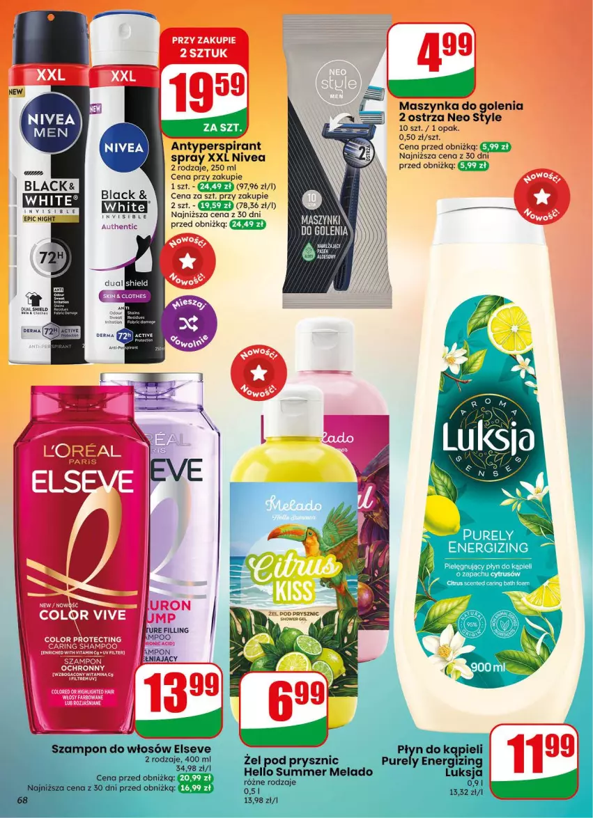 Gazetka promocyjna Dino - Gazetka 31 / 2026 - ważna 29.07 do 04.08.2026 - strona 68 - produkty: Antyperspirant, Elseve, Lack, LG, Luksja, Maszynka, Maszynka do golenia, Nivea, Płyn do kąpieli, Pur, Szampon, Szynka