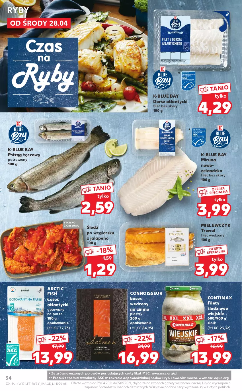 Gazetka promocyjna Kaufland - OFERTA TYGODNIA - ważna 28.04 do 05.05.2021 - strona 34 - produkty: Dorsz, Miruna, Pstrąg, Pstrąg tęczowy