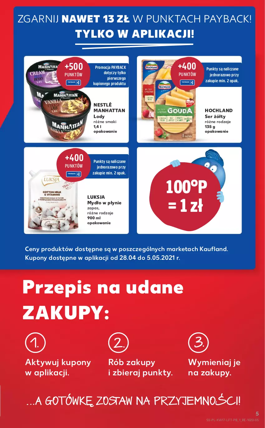 Gazetka promocyjna Kaufland - OFERTA TYGODNIA - ważna 28.04 do 05.05.2021 - strona 5 - produkty: Hochland, Lody, Luksja, Mydło, Mydło w płynie, Nestlé, Ser