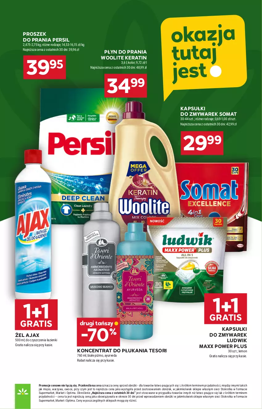 Gazetka promocyjna Stokrotka - Supermarket - ważna 23.04 do 28.04.2026 - strona 43 - produkty: Ajax, Gra, Ludwik, Mięso, Optima, Owoce, Persil, Płyn do prania, Proszek do prania, Somat, Warzywa, Woolite