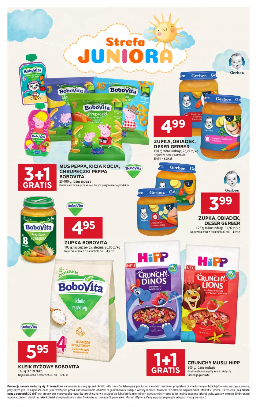 Gazetka promocyjna Stokrotka - Supermarket - ważna 23.04 do 28.04.2026 - strona 44 - produkty: BoboVita, Deser, Gerber, Gra, HiPP, Koc, Mięso, Mus, Optima, Owoce, Ryż, Ser, Warzywa
