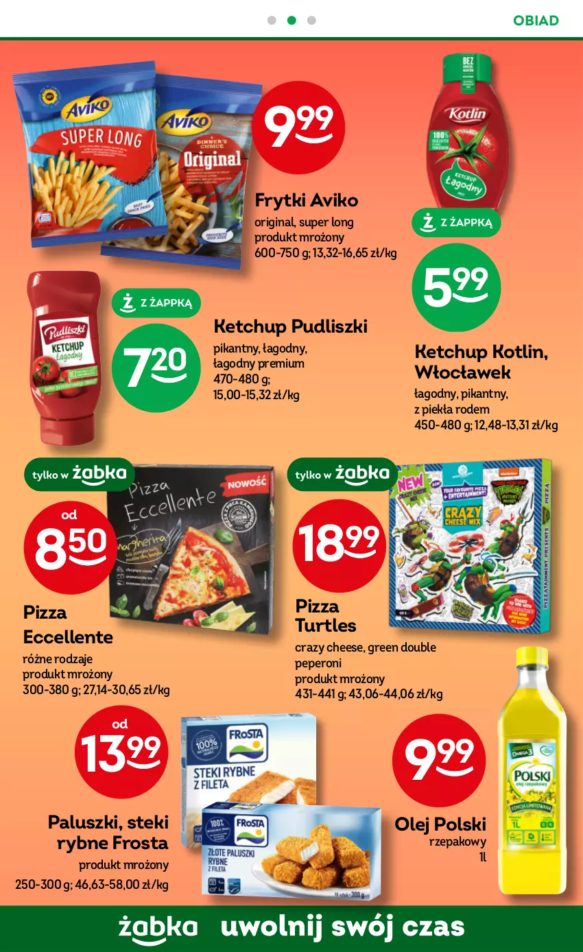 Gazetka promocyjna Żabka - ważna 11.10 do 24.10.2023 - strona 45 - produkty: Frosta, Frytki, Gin, Ketchup, Kotlin, Olej, Pizza, Pudliszki, Stek