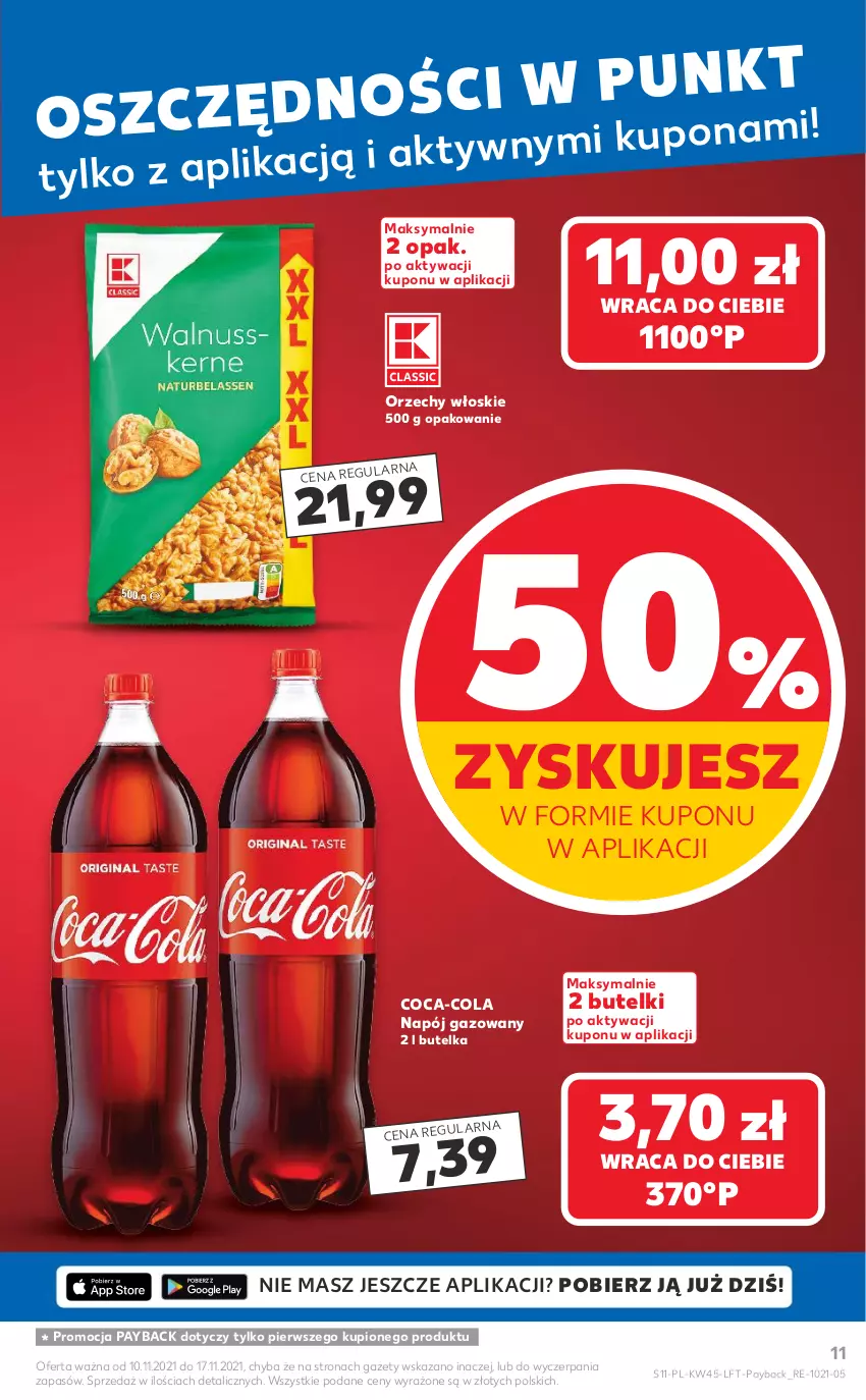 Gazetka promocyjna Kaufland - OFERTA TYGODNIA - ważna 10.11 do 17.11.2021 - strona 11 - produkty: Coca-Cola, Napój, Napój gazowany, Orzechy włoskie