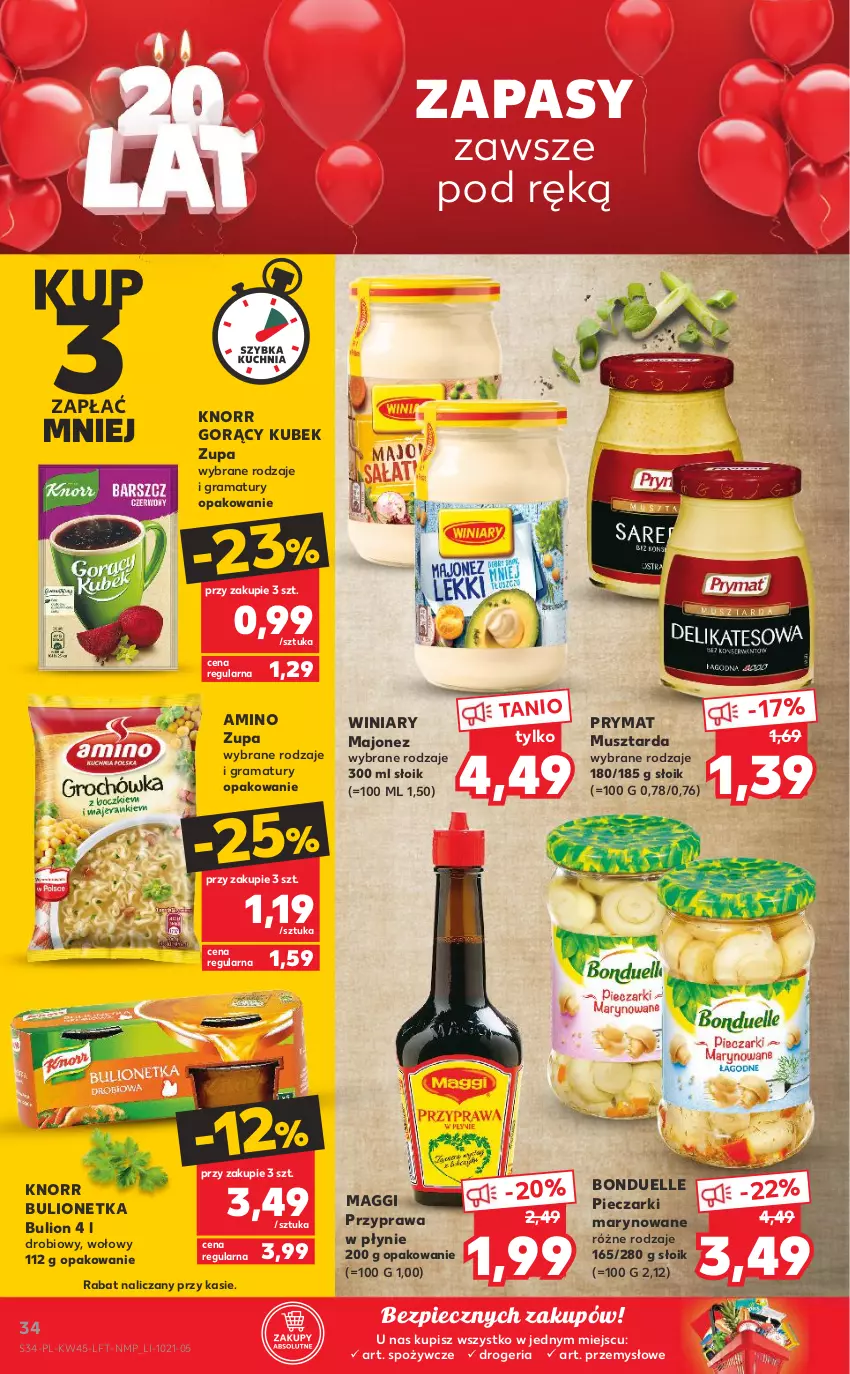 Gazetka promocyjna Kaufland - OFERTA TYGODNIA - ważna 10.11 do 17.11.2021 - strona 34 - produkty: Bonduelle, Bulion, Gra, Knorr, Kubek, Lion, Maggi, Majonez, Mus, Musztarda, Piec, Prymat, Przyprawa w płynie, Rama, Winiary, Zupa