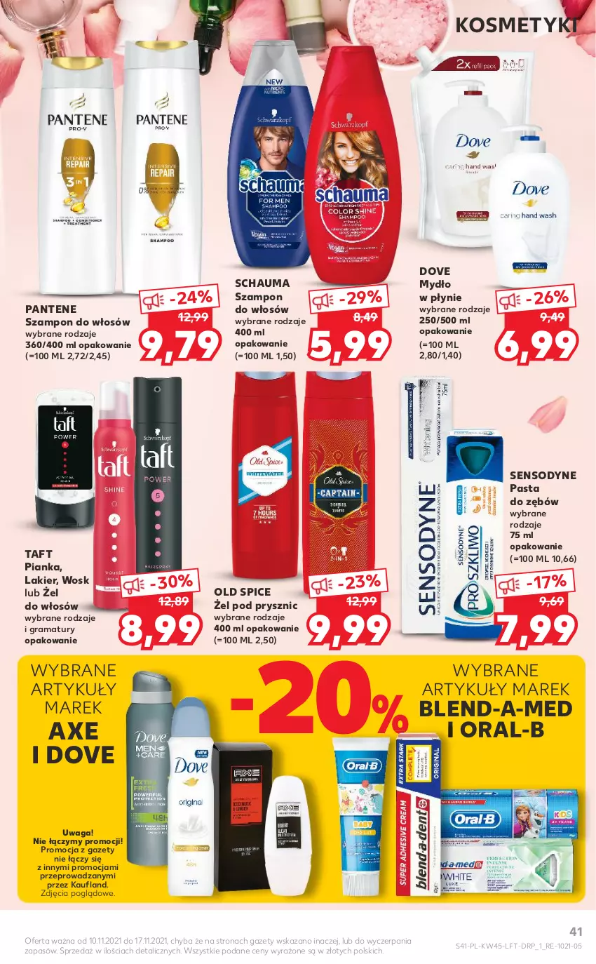 Gazetka promocyjna Kaufland - OFERTA TYGODNIA - ważna 10.11 do 17.11.2021 - strona 41 - produkty: Blend-a-Med, Dove, Gra, Lakier, Mydło, Mydło w płynie, Old Spice, Pantene, Pasta do zębów, Rama, Schauma, Sensodyne, Szampon, Taft, Waga