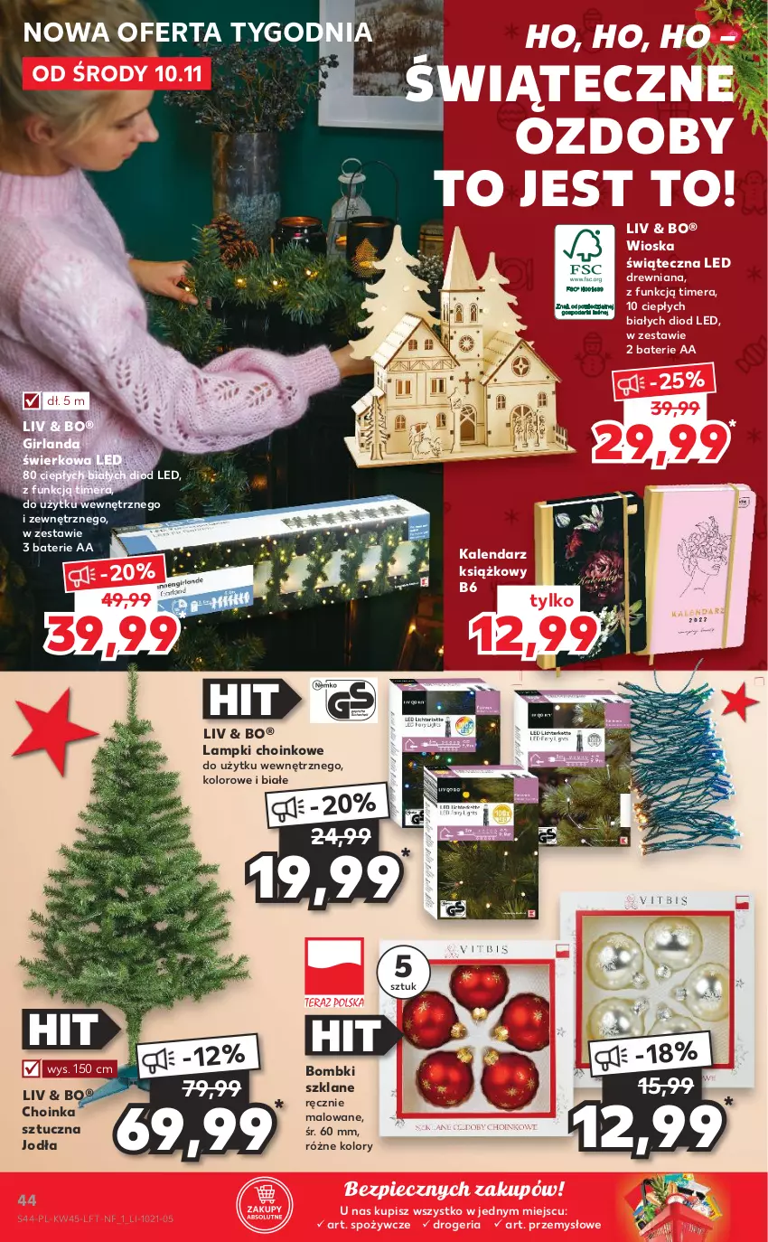 Gazetka promocyjna Kaufland - OFERTA TYGODNIA - ważna 10.11 do 17.11.2021 - strona 44 - produkty: Bombki, Choinka, Girlanda, Inka, Kalendarz, Piec