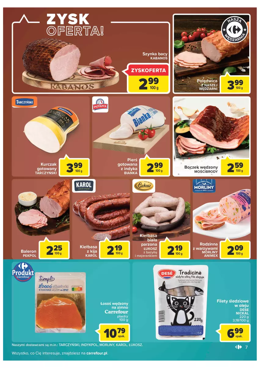 Gazetka promocyjna Carrefour - Gazetka Carrefour Zyskoteka - ważna 05.07 do 16.07.2022 - strona 7 - produkty: Bazyl, Bianka, Boczek, Kabanos, Kiełbasa, Kosz, Kurczak, Pekpol, Polędwica, Szynka, Tarczyński, Warzywa