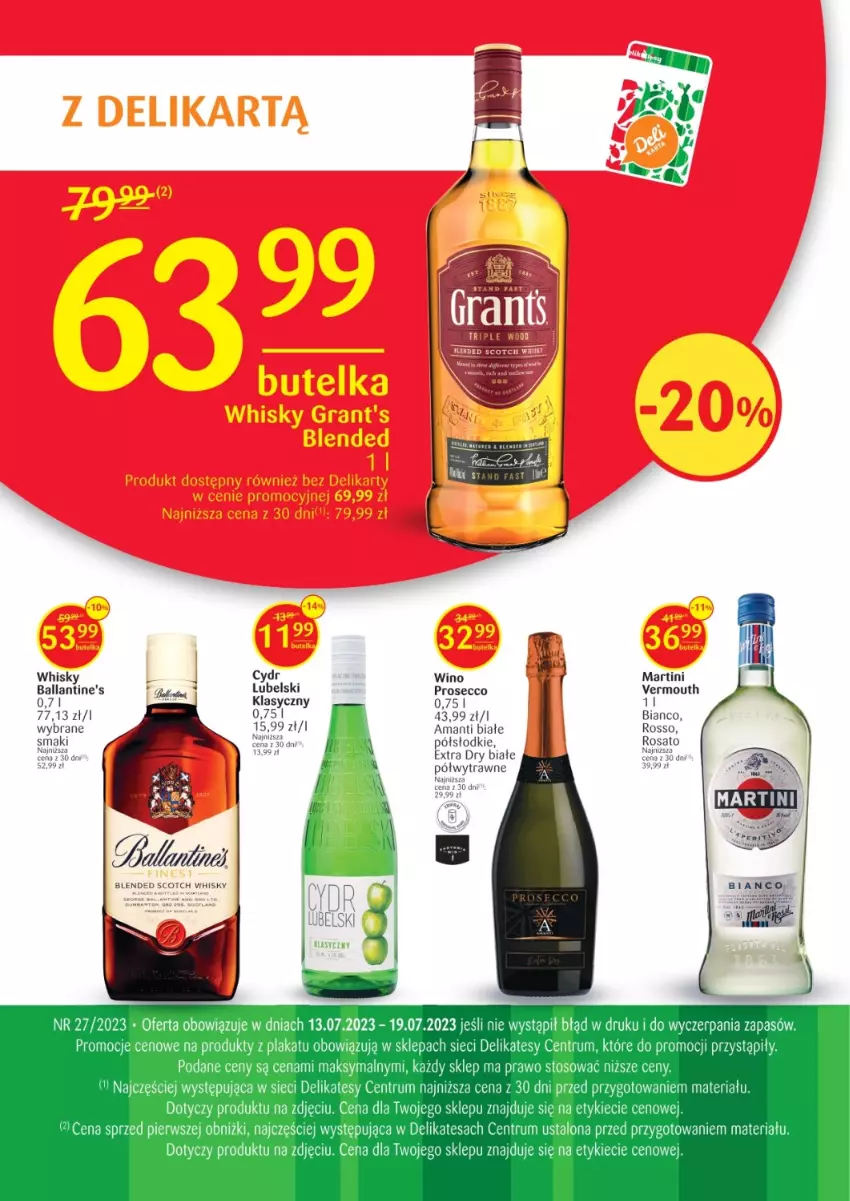 Gazetka promocyjna Delikatesy Centrum - Folder alkoholowy DC27 - ważna 13.07 do 19.07.2023 - strona 2 - produkty: Ballantine's, Martini, Prosecco, Rum, Vermouth, Whisky, Wino