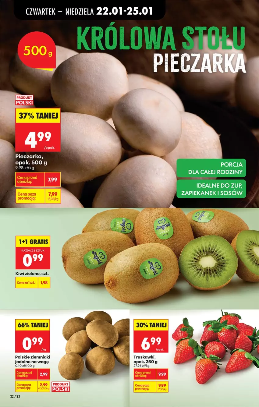 Gazetka promocyjna Biedronka - Gazetka - ważna 22.01 do 29.01.2026 - strona 25 - produkty: Kiwi, Piec, Pieczarka, Por, Truskawki, Ziemniaki