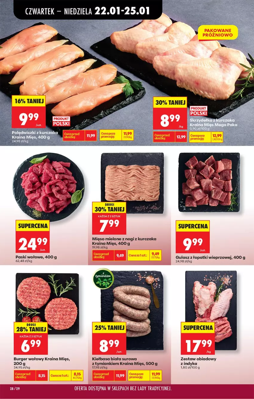 Gazetka promocyjna Biedronka - Gazetka - ważna 22.01 do 29.01.2026 - strona 33 - produkty: Burger, Kiełbasa, Kiełbasa biała, Kurczak, Mięso, Mięso mielone