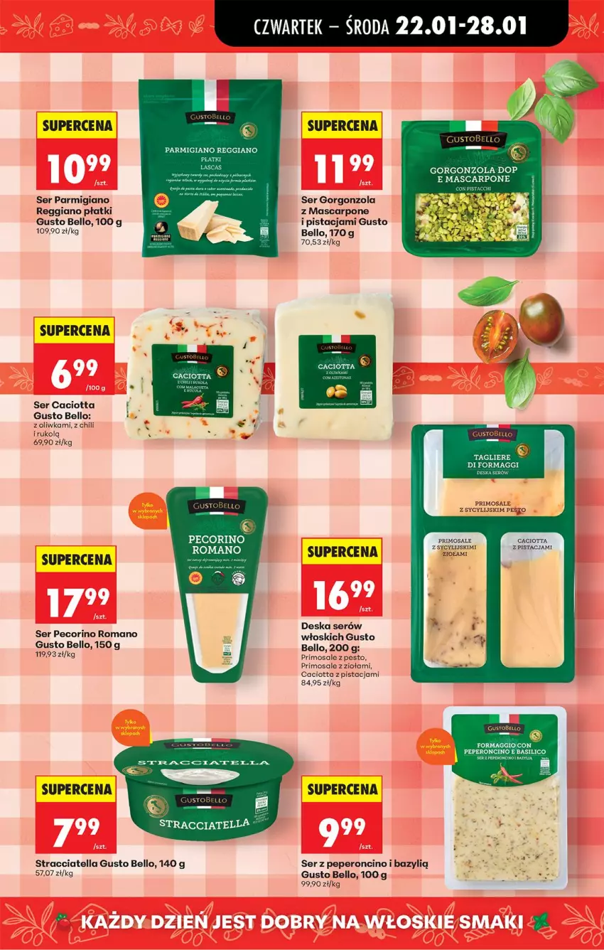 Gazetka promocyjna Biedronka - Gazetka - ważna 22.01 do 29.01.2026 - strona 40 - produkty: Bazyl, Bell, Caciotta, Deska serów, EPEE, Gorgonzola, LG, Maggi, Mascarpone, Pecorino, Pesto, Ser