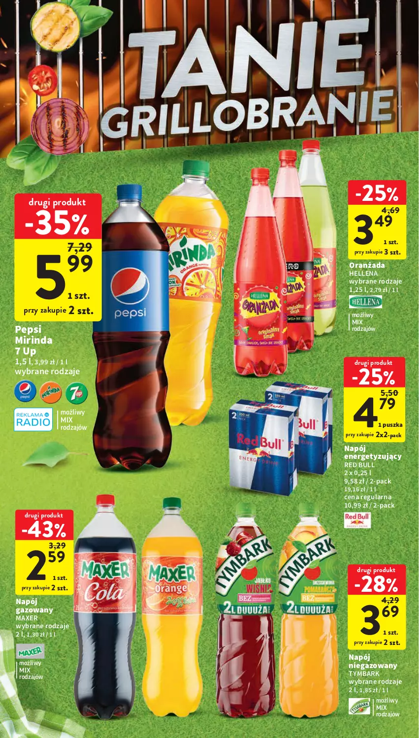 Gazetka promocyjna Intermarche - Gazetka Intermarche - ważna 27.04 do 02.05.2023 - strona 12 - produkty: Hellena, Maxer, Mirinda, Napój, Napój gazowany, Napój niegazowany, Oranżada, Pepsi, Red Bull, Tymbark