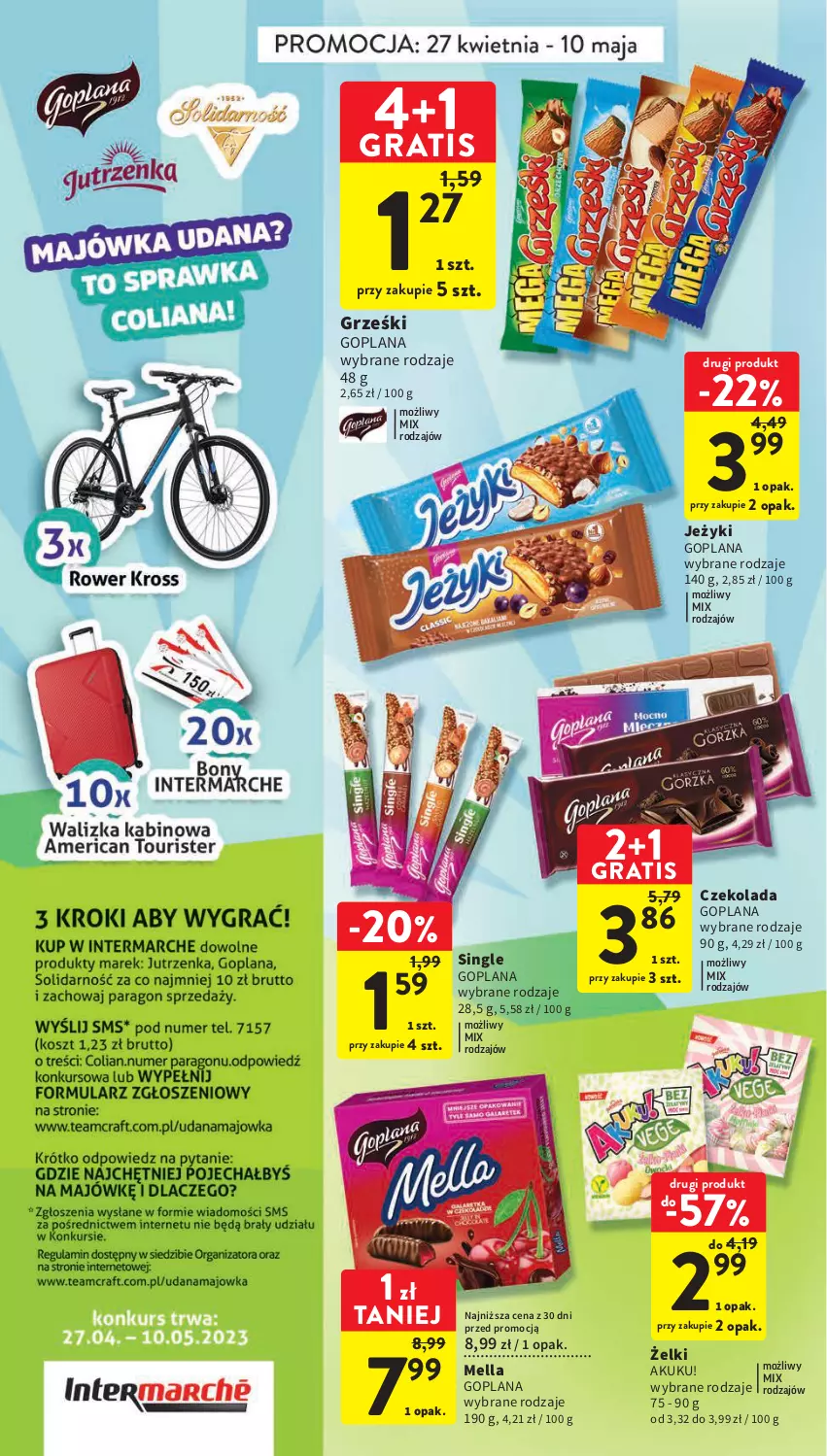 Gazetka promocyjna Intermarche - Gazetka Intermarche - ważna 27.04 do 02.05.2023 - strona 34 - produkty: Czekolada, Goplana, Gra, Grześki, Jeżyki, LANA