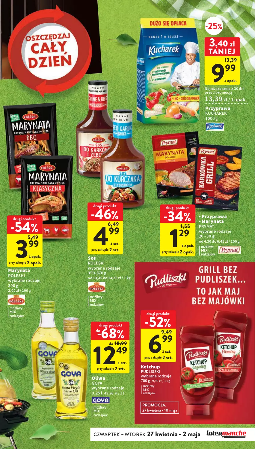 Gazetka promocyjna Intermarche - Gazetka Intermarche - ważna 27.04 do 02.05.2023 - strona 9 - produkty: Ketchup, Kucharek, Oliwa, Prymat, Pudliszki, Sos