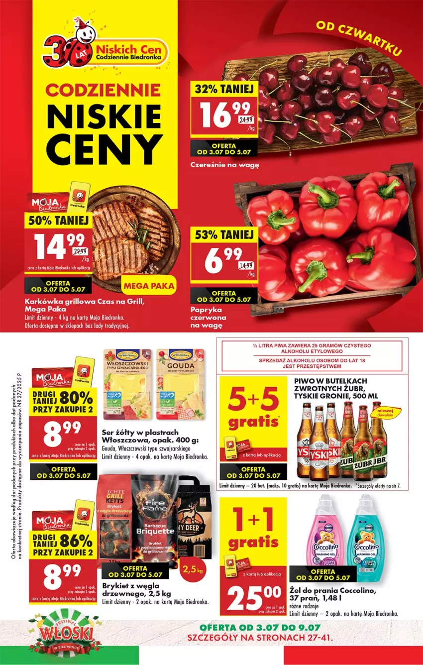 Gazetka promocyjna Biedronka - Od Czwartku - ważna 03.07 do 09.07.2025 - strona 1 - produkty: Cars, Coccolino, Fa, Gouda, Gra, Kosz, Kret, Piwo, Ser, Tyskie, Włoszczowski