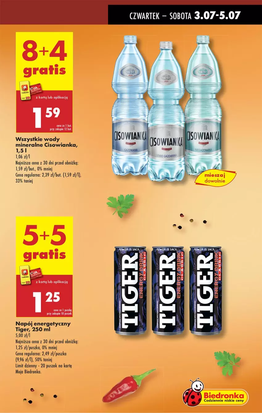 Gazetka promocyjna Biedronka - Od Czwartku - ważna 03.07 do 09.07.2025 - strona 11 - produkty: Cisowianka, Fa, Napój, Napój energetyczny, Tiger, Tusz