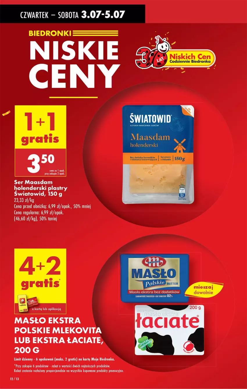Gazetka promocyjna Biedronka - Od Czwartku - ważna 03.07 do 09.07.2025 - strona 14 - produkty: Gra, Maasdam, Masło, Mleko, Por, Ser