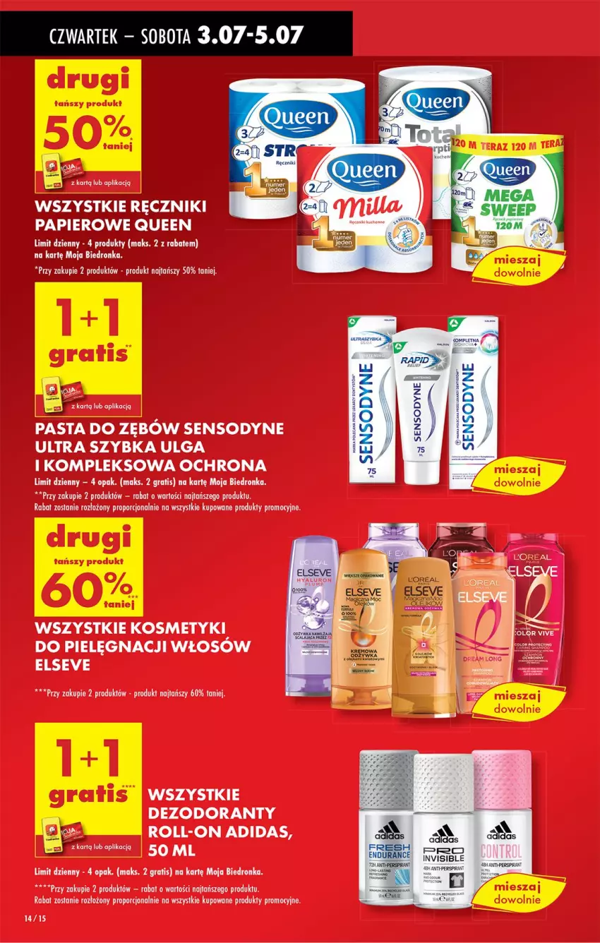 Gazetka promocyjna Biedronka - Od Czwartku - ważna 03.07 do 09.07.2025 - strona 16 - produkty: Adidas, Dezodorant, Elseve, Gra, Kosmetyki do pielęgnacji, LG, Papier, Por, Ręcznik, Ręczniki papierowe, Sensodyne
