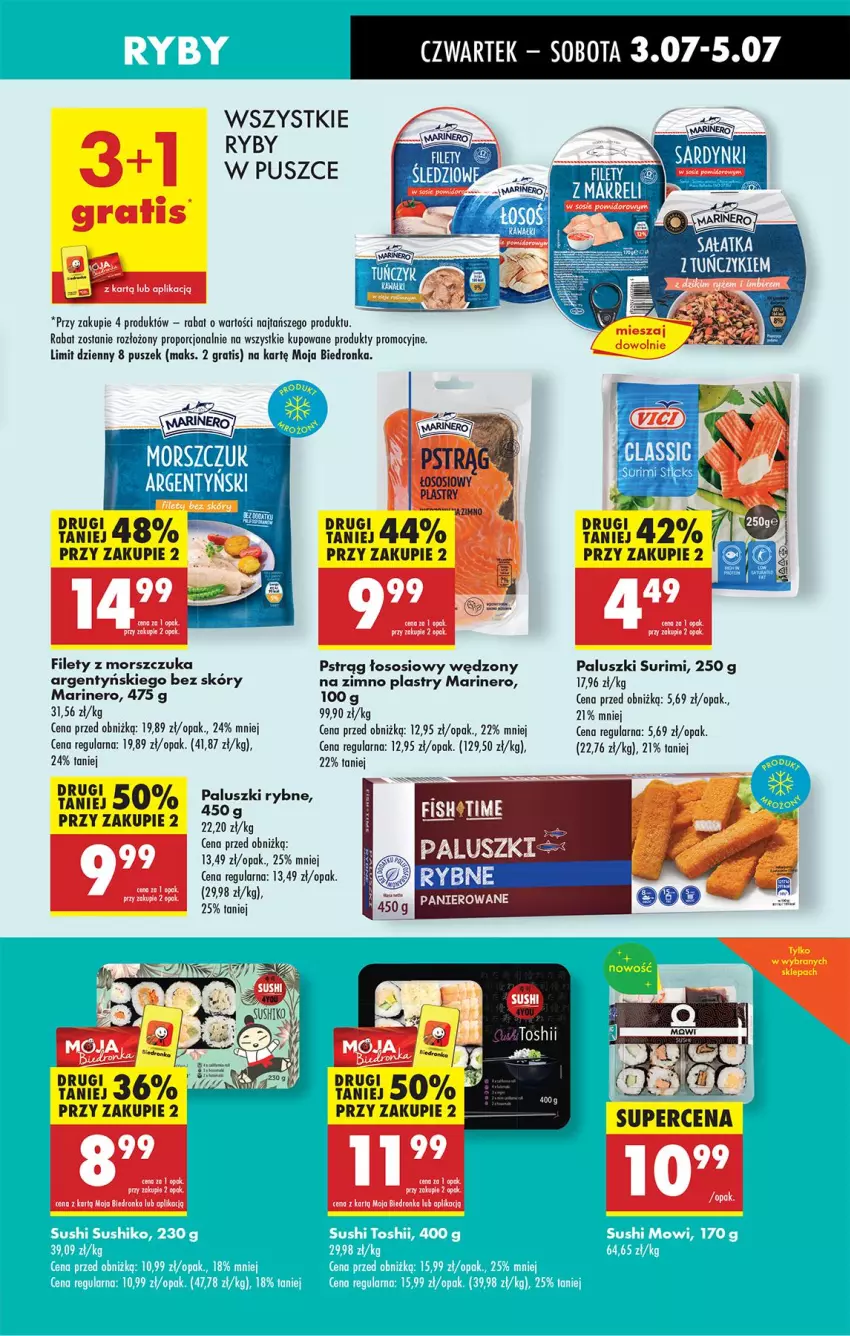 Gazetka promocyjna Biedronka - Od Czwartku - ważna 03.07 do 09.07.2025 - strona 27 - produkty: Fa, Gra, Paluszki rybne, Por, Pstrąg, Pstrąg łososiowy, Sałat, Sałatka, Sos, Surimi