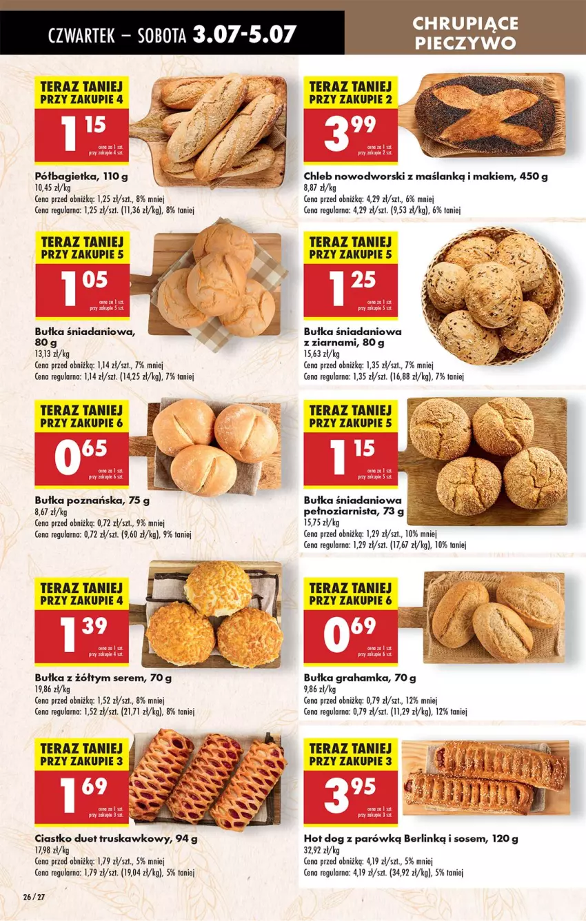 Gazetka promocyjna Biedronka - Od Czwartku - ważna 03.07 do 09.07.2025 - strona 28 - produkty: Bagietka, Bułka, Bułka grahamka, Chleb, Danio, Gra, Hot dog, Piec, Pieczywo, Półbagietka, Ser, Sos, Tera